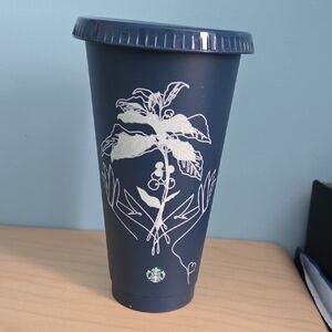 Starbucks Navy Blue Tumbler with White Design